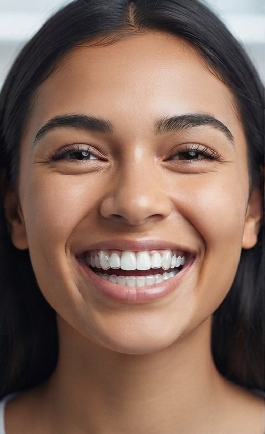 Sorriso com alinhador transparente